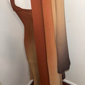 Lida Baday Silk Dress & Wrap Ombre Gradient Sleeveless Sienna Beige Golden Brown